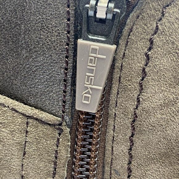 Dansko Womens 9 Suede Leather Side Zip Ankle Wedge Boots Brown - Picture 14 of 16